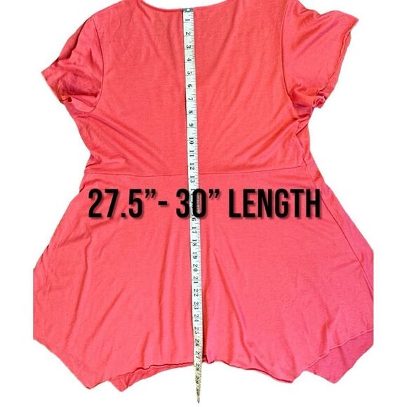 Avon Watermelon Pink Flutter Sleeve Studded Embellished Peplum Tunic Sz XL - Picture 9 of 9